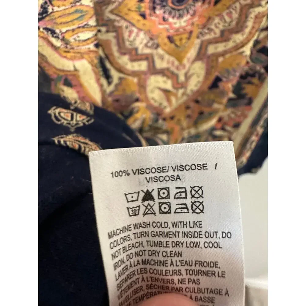 LUCKY BRAND Persian Carpet Boho Print Short Sleeve Graphic T-Shirt Top Womens L - Picture 7 of 7